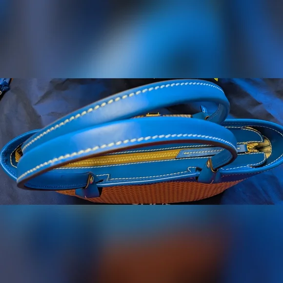 Dooney and Bourke Beacon Woven/Vachetta Tote Set in FRENCH BLUE - Picture 5 of 14